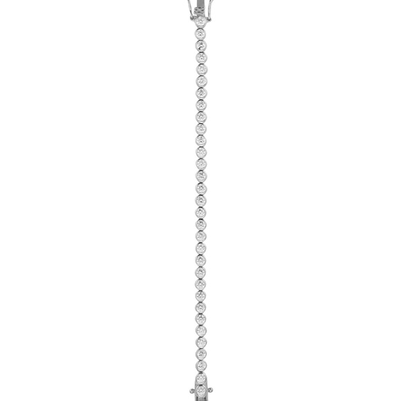 JAMES BEZEL 3MM, LAB WHITE SAPPHIRE SILVER RIVIÈRE BRACELET 7 INCHES - Picture 1 of 7